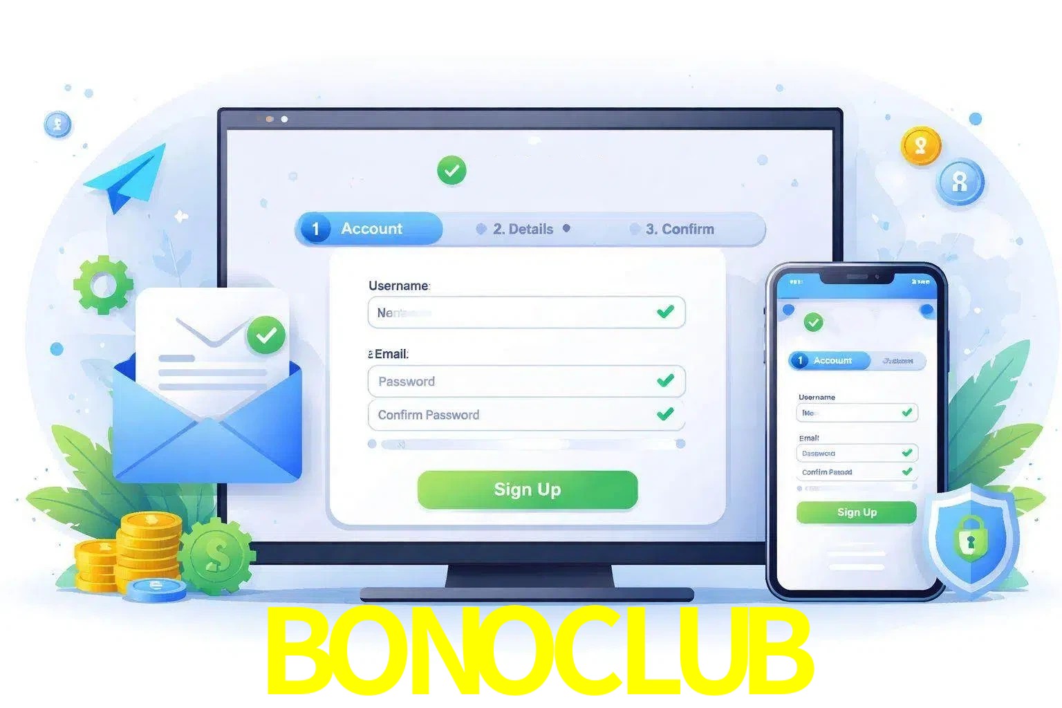 Registro de nuevo usuario y configuración de cuenta BONOCLUB