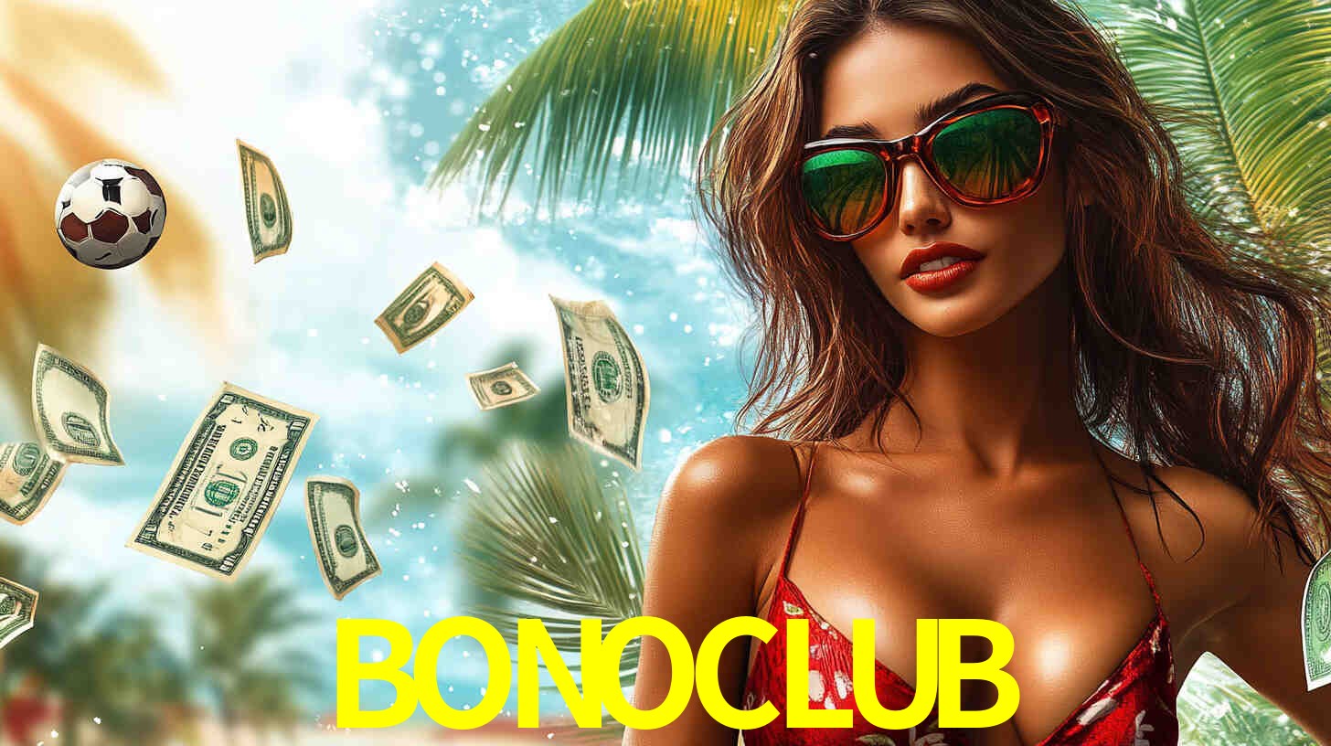 Escena dinámica inspirada en casino con iluminación BONOCLUB, cartas, fichas e íconos de juegos digitales en un espacio moderno de juegos.